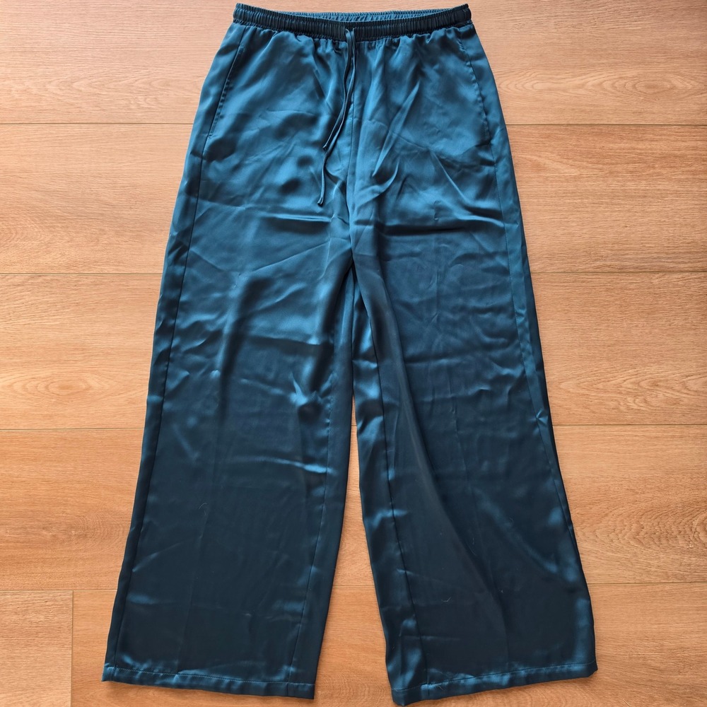 Max Studio Topaz Blue Wide Leg Drawstring Pants New Sz Small